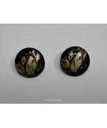 Vintage huggie earring set pierced ears black and gold - $34.67 CAD