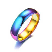 Size 6 Band Ring Stainless Steel Multicolor Rainbow Ion Fashion Jewelry - £7.50 GBP