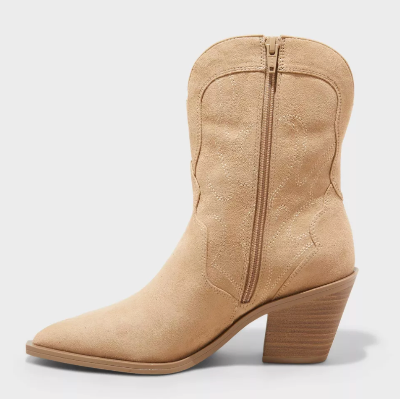 Damen Hellbraun Kunstwildleder Jacey M Breite West Stiefeletten Wähle Größe Nwt Item image 2