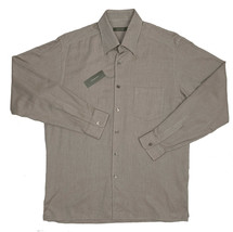 NEW $395 Ermenegildo Zegna Shirt!  XXL   Brown &amp; Silvery Tan Herringbone - £95.63 GBP