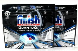 2 Finish Powerball 5.2 Oz Quantum Clean Shine 12 Ct Tabs Dishwasher Dete... - £15.97 GBP