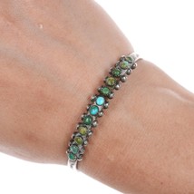 6&quot; 30&#39;s-40&#39;s Zuni silver snake eye turquoise cuff bracelet - £153.75 GBP