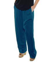 Plus SIze Easy Pant -Solid TEAL BLUE Crinkle Rayon 0X 1X 2X 3X 4X 5X 6X - $84.00+