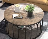 36&quot; Round Coffee Table,Farmhouse Coffee Table With Rustic Wood Surface T... - £231.96 GBP