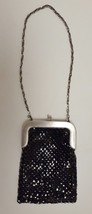 Whiting &amp; Davis Metal Mesh Handbag Shoulder Bag Purse Silvertone Black Vintage - £47.15 GBP