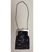 WHITING &amp; DAVIS Metal Mesh Handbag Shoulder Bag Purse Silvertone BLACK V... - £46.08 GBP