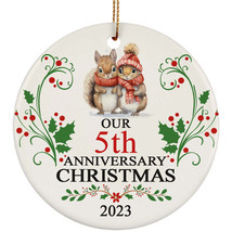 Our 5th Anniversary 2023 Ornament Gift 5 Years Christmas Cute Squirrel Couple - £11.61 GBP
