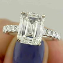 Emerald Cut 2.40Ct Simulated Diamond Engagement Ring White Gold Plated in Size 8 - £109.21 GBP