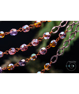 long Czech glass boho necklace, caramel and purple, handmade in USA, ooak - $732.87 MXN