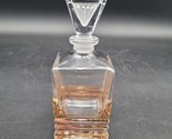 Vintage Vanity Square Cut Crystal Perfume Bottle w/Stopper Gold Accents ... - £7.74 GBP