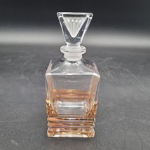 Vintage Vanity Square Cut Crystal Perfume Bottle w/Stopper Gold Accents ... - £7.73 GBP