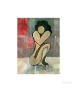 Abstract art print of a woman in grey and pink. Bold colorful art prints... - $12.00+