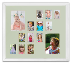 Light Green Child Photo Collage Frame Multi-Opening 2 5x7 &amp; 12 Wallet 2x... - $39.35