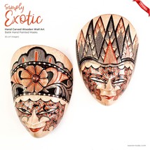 Hand Carved Hand Painted Batik Tiki Masks - Decorative Wall Art Sculpture Perfec - £177.27 GBP