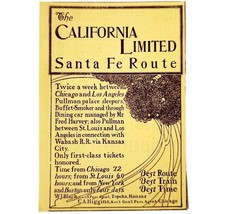 California Limited Railroad Santa Fe 1897 Advertisement Victorian Train ... - $374.75 MXN