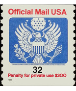 1995 32c Eagle Official Mail USA Red &amp; Blue, Coil Scott O153 Mint F/VF NH - $46.45 MXN