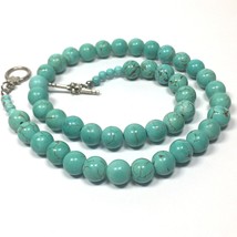 Blue Beads Necklace Unmarked South Western Style 18&quot; - £14.35 GBP