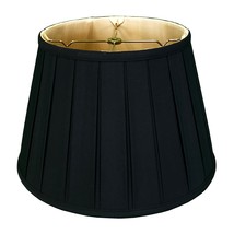 Royal Designs, Inc. Empire English Pleat Round Basic Lamp Shade, Black with Gold - £63.90 GBP