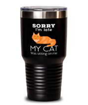 30 oz Tumbler Stainless Steel  Funny Sorry I&#39;m late my cat was sitting on me  - £26.11 GBP