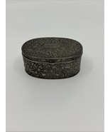 Vintage Silver Plated Oval Hinged Jewelry Trinket Box Red Velvet Lining ... - €8,56 EUR