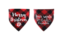 NEW Dog Merry Christmas Bandanas 2 pk &quot;Dear Santa I Can Explain&quot; red bla... - £9.40 GBP