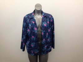 Leo Danal Floral Open Cardigan Top Jacket Women&#39;s Size XL Blue Pink  - £9.40 GBP