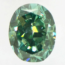 Oval Shape Diamond Fancy Green Blue Enhanced Real 0.61 Carat SI2 IGI Certificate - £504.83 GBP