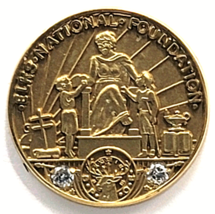 Elks National Foundation ENF Pin Tie Tack Gold Tone Rhinestone BPOE Frat... - $12.99