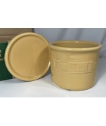 Longaberger Pottery Butternut Yellow Pint Salt Crock Coaster Lid Woven T... - $20.32 CAD