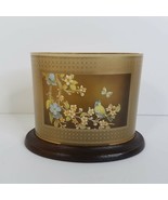 Hallmark Moodlight Candle Holder Gold Plastic Panels Base Flowers Bird B... - $24.74