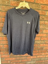 Under Armour Shirt Medium Tech Tee Top Blue Work Out Gym Short Sleeve - $3.80