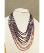 Vintage Ethnic Jewelry Chunky Purple Tonal Stack Beads Hippie Boho Neckl... - $28.70