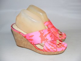 Jessica Simpson Women Size 9.5 M Pink Seena 3.5&quot; Wedge Platform Sandal Mule Shoe - £18.60 GBP