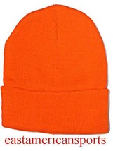 Fluorescent Orange Hunting Hat Cuffed Winter Ski Skull Cap Beanie Snow Camo - $6.99