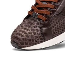 Hand painted genuine Snake and calfskin Sneaker Shoes Verona Brown image 3