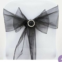 SHEER CHAIR SASH -5 CT PACK - BLACK - NEW - Wedding Bridal Shower - $3.99