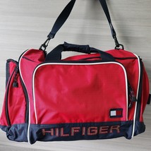 Tommy Hilfiger Red Duffle Travel Sports Gym Bag Zip Adjustable Removable... - £29.51 GBP