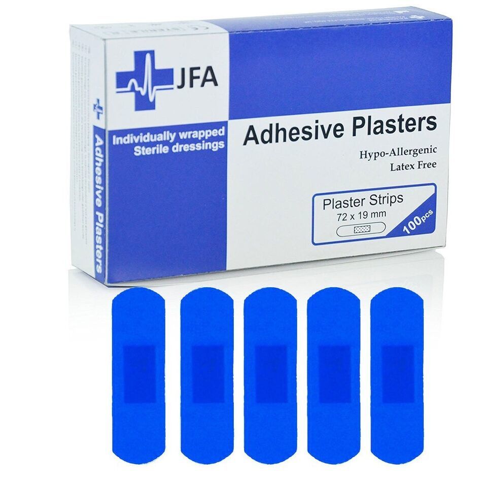 JFA Medical Blue Medium Strip Detectable Plasters 72mm x 19mm x 100 - $3.13