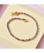 Tanzanite Tennis Bracelet Silver Gold Anniversary Wedding Gift For Women... - $258.49 CAD+