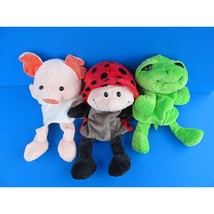 Unbranded Lot of 3 Puppets Pig Ladybug &amp; Frog Plush Stuffed Animal Toy - £8.63 GBP