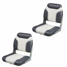 2 Gray &amp; Charcoal Boat Seats Folding Uv Marine Treated Vinyl Low Back Seat - €111,71 EUR