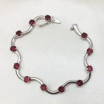 6 Ctw Lab Created Red Garnet 14K White Gold Plated Tennis 5 MM Bracelets 8&quot; - $147.82