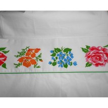 Vintage Lady Pepperell Full Flat Percale No Iron Sheet Multicolor Floral - $13.30