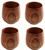 Drinking Glasses Set Of 4 Cups Tumblers Mugs Wood Coffee Tea Wine Solid ... - $32.41