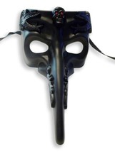 Black Skull Red Eyes Long Nose Masquerade Mardi Gras Men&#39;s Mask - £20.20 GBP