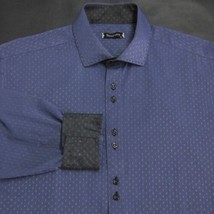 Bespoke Men&#39;s (Xl) BUTTON-FRONT Long Sleeve Purple Geometric Cotton Flip Cuff - $21.33