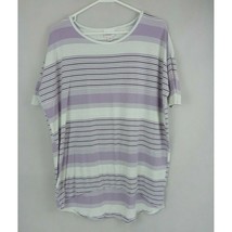 LuLaRoe Irma Tunic Purple &amp; White Striped Textures Shirt Size XS - £22.78 GBP