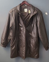 Genuine Leather Coat Men&#39;s Medium Black Field Gear Great Shape. - $38.04 CAD