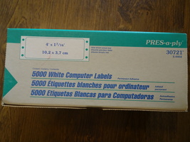 Office Computer Labels Partial Box of 5,000 4&quot; x 1 7/16&quot; - Pin Fed Label... - £8.01 GBP