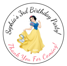 12 Personalized Snow White Birthday Party Stickers Favors Labels tags 2.5&quot; - £9.42 GBP